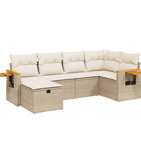 6-tlg. Garten-Sofagarnitur mit Kissen Beige Poly Rattan