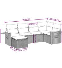 6-tlg. Garten-Sofagarnitur mit Kissen Beige Poly Rattan