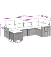 6-tlg. Garten-Sofagarnitur mit Kissen Beige Poly Rattan
