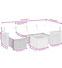 7-tlg. Garten-Sofagarnitur mit Kissen Beige Poly Rattan
