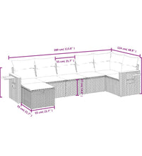 7-tlg. Garten-Sofagarnitur mit Kissen Schwarz Poly Rattan