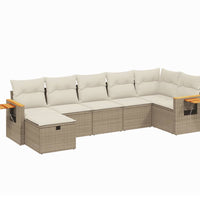 7-tlg. Garten-Sofagarnitur mit Kissen Beige Poly Rattan
