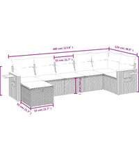 7-tlg. Garten-Sofagarnitur mit Kissen Beige Poly Rattan
