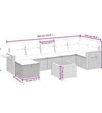 8-tlg. Garten-Sofagarnitur mit Kissen Schwarz Poly Rattan