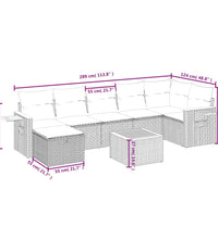 8-tlg. Garten-Sofagarnitur mit Kissen Schwarz Poly Rattan