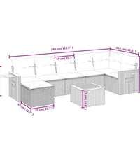 8-tlg. Garten-Sofagarnitur mit Kissen Beige Poly Rattan