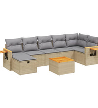 8-tlg. Garten-Sofagarnitur mit Kissen Beige Poly Rattan
