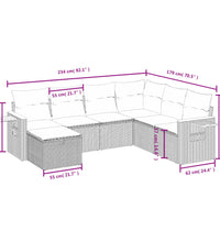 7-tlg. Garten-Sofagarnitur mit Kissen Schwarz Poly Rattan