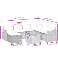 8-tlg. Garten-Sofagarnitur mit Kissen Beige Poly Rattan