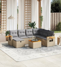 8-tlg. Garten-Sofagarnitur mit Kissen Beige Poly Rattan