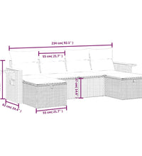 6-tlg. Garten-Sofagarnitur mit Kissen Schwarz Poly Rattan