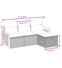 4-tlg. Garten-Sofagarnitur mit Kissen Grau Poly Rattan