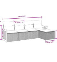 5-tlg. Garten-Sofagarnitur mit Kissen Schwarz Poly Rattan