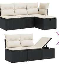 6-tlg. Garten-Sofagarnitur mit Kissen Schwarz Poly Rattan