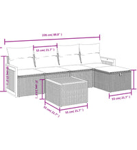 6-tlg. Garten-Sofagarnitur mit Kissen Schwarz Poly Rattan