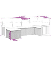 6-tlg. Garten-Sofagarnitur mit Kissen Schwarz Poly Rattan