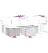 7-tlg. Garten-Sofagarnitur mit Kissen Schwarz Poly Rattan