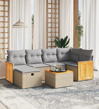 7-tlg. Garten-Sofagarnitur mit Kissen Beige Poly Rattan