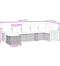 7-tlg. Garten-Sofagarnitur mit Kissen Grau Poly Rattan