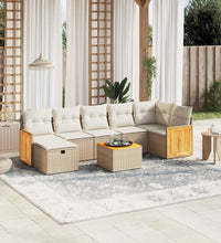 8-tlg. Garten-Sofagarnitur mit Kissen Beige Poly Rattan
