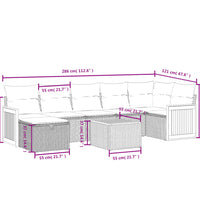 8-tlg. Garten-Sofagarnitur mit Kissen Grau Poly Rattan