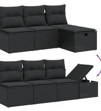 7-tlg. Garten-Sofagarnitur mit Kissen Schwarz Poly Rattan