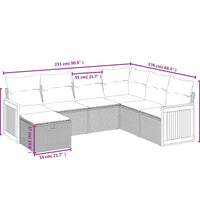 7-tlg. Garten-Sofagarnitur mit Kissen Grau Poly Rattan