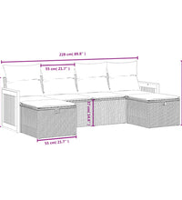 6-tlg. Garten-Sofagarnitur mit Kissen Schwarz Poly Rattan