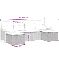 6-tlg. Garten-Sofagarnitur mit Kissen Beige Poly Rattan