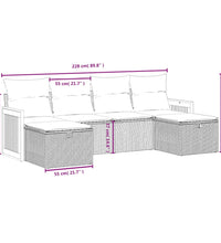 6-tlg. Garten-Sofagarnitur mit Kissen Grau Poly Rattan