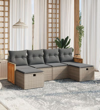 6-tlg. Garten-Sofagarnitur mit Kissen Grau Poly Rattan