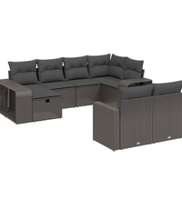10-tlg. Garten-Sofagarnitur mit Kissen Schwarz Poly Rattan