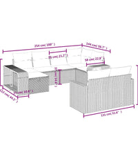 10-tlg. Garten-Sofagarnitur mit Kissen Schwarz Poly Rattan
