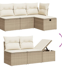 10-tlg. Garten-Sofagarnitur mit Kissen Beige Poly Rattan