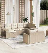 10-tlg. Garten-Sofagarnitur mit Kissen Beige Poly Rattan