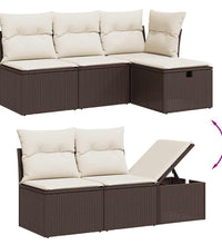 10-tlg. Garten-Sofagarnitur mit Kissen Braun Poly Rattan