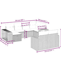 10-tlg. Garten-Sofagarnitur mit Kissen Braun Poly Rattan