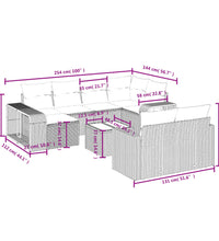11-tlg. Garten-Sofagarnitur mit Kissen Grau Poly Rattan