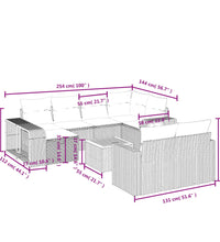 11-tlg. Garten-Sofagarnitur mit Kissen Schwarz Poly Rattan
