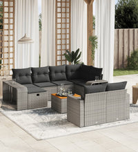 11-tlg. Garten-Sofagarnitur mit Kissen Grau Poly Rattan