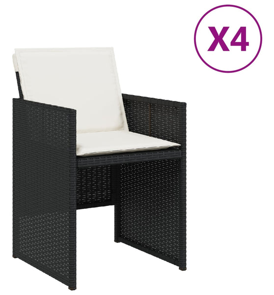 Gartenstühle mit Kissen 4 Stk. Schwarz Poly Rattan