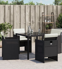 Gartenstühle mit Kissen 4 Stk. Schwarz Poly Rattan