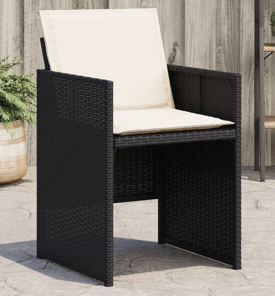 Gartenstühle mit Kissen 4 Stk. Schwarz Poly Rattan