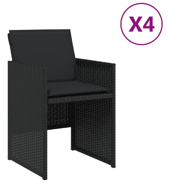 Gartenstühle mit Kissen 4 Stk. Schwarz Poly Rattan