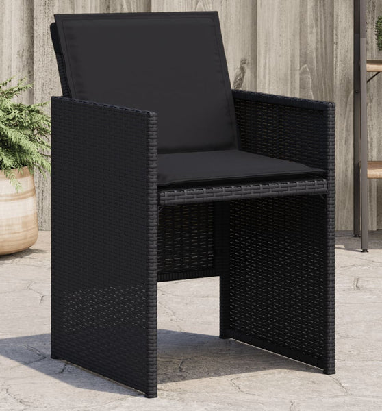 Gartenstühle mit Kissen 4 Stk. Schwarz Poly Rattan