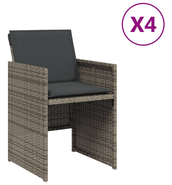 Gartenstühle mit Kissen 4 Stk. Grau Poly Rattan