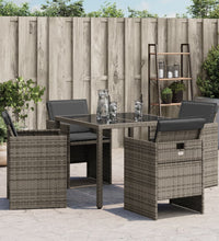 Gartenstühle mit Kissen 4 Stk. Grau Poly Rattan