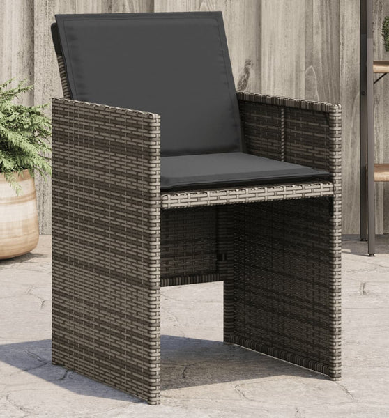 Gartenstühle mit Kissen 4 Stk. Grau Poly Rattan