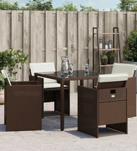 Gartenstühle mit Kissen 4 Stk. Braun Poly Rattan