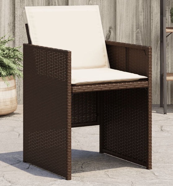 Gartenstühle mit Kissen 4 Stk. Braun Poly Rattan